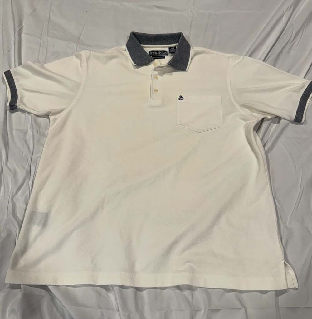 Y2K Grand Slam Penguin Performance Men's White Textured Polo Shirt